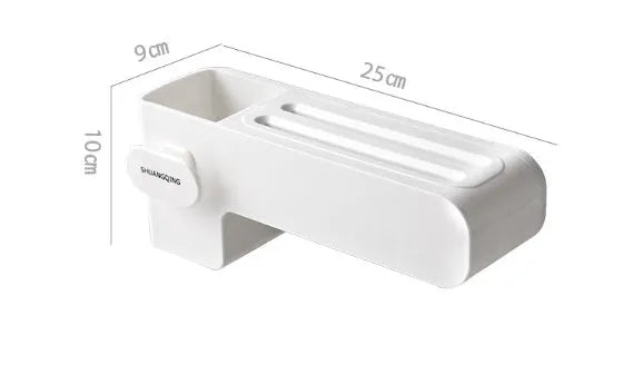 White plastic kitchen knife rack with modern simple design on countertop