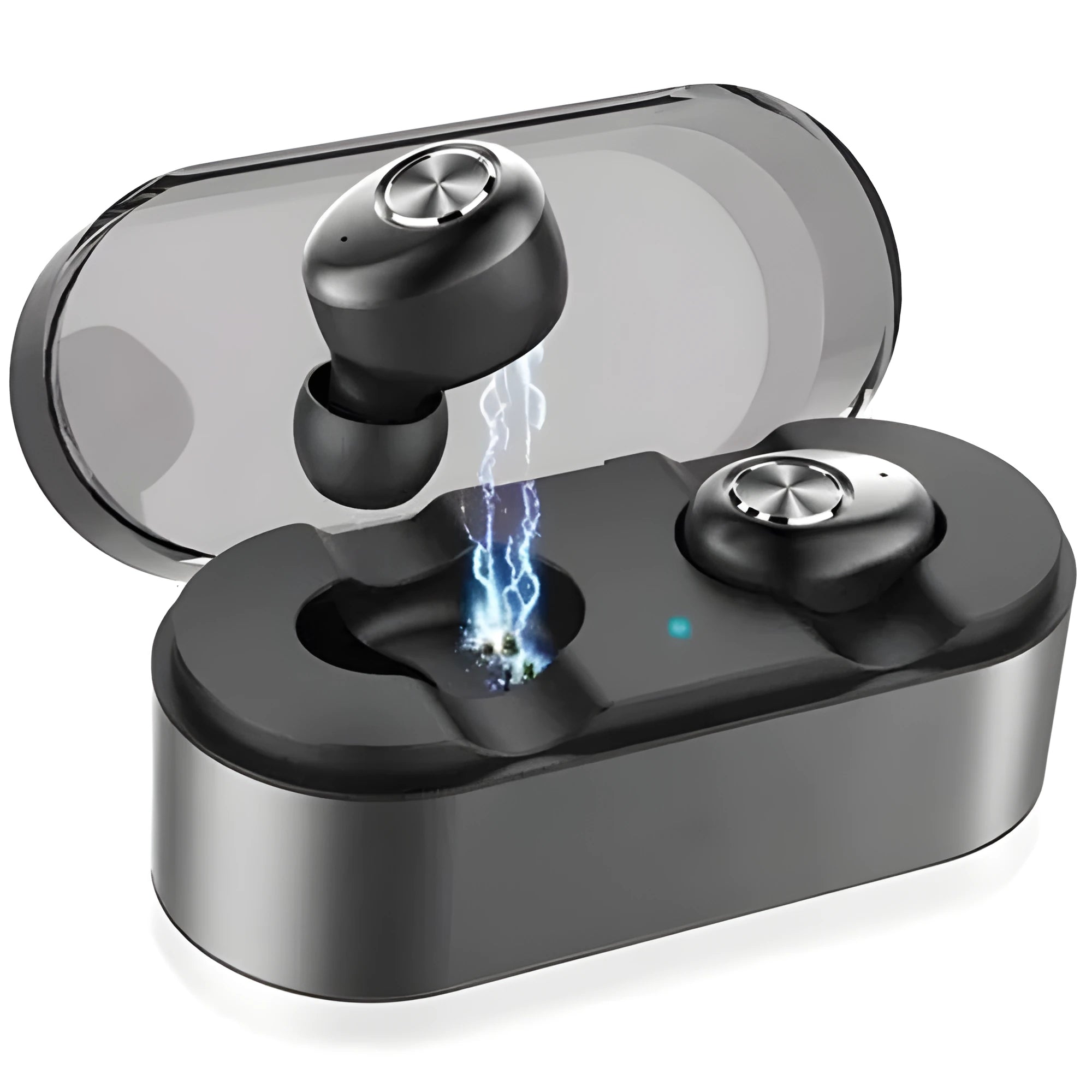 Black wireless Bluetooth headset with single-ear design for hands-free calling