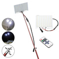 White LED fishing rod light with telescopic extension pole and remote control for outdoor use