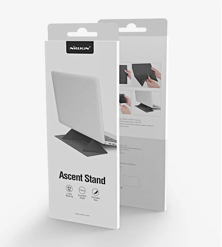 Blue portable laptop cooling bracket showing foldable design with anti-slip surface