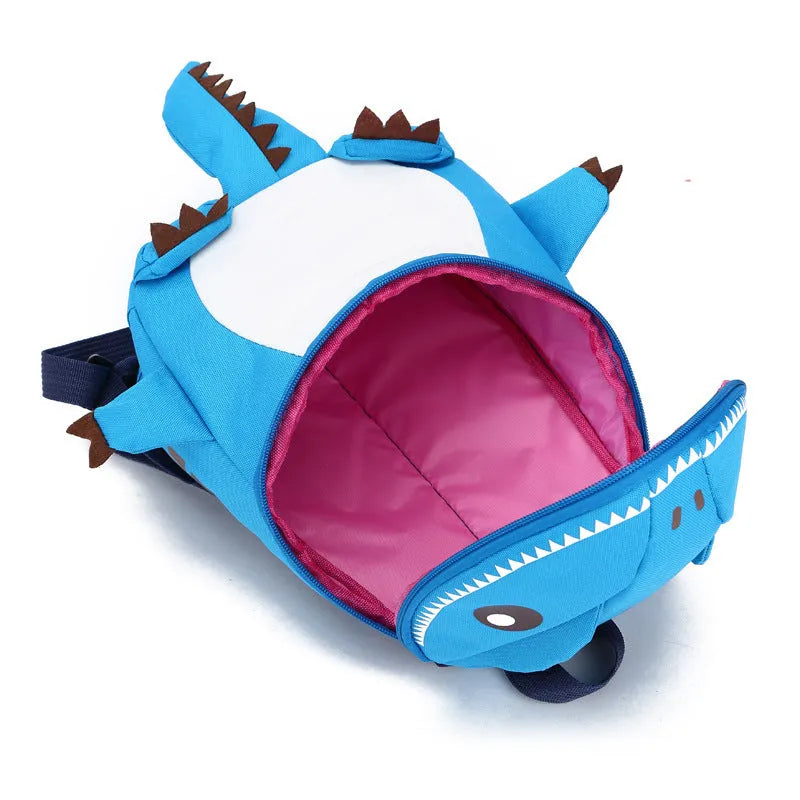 3D animal nylon backpack for young children, 21x29cm, cartoon cute design, available in five colours