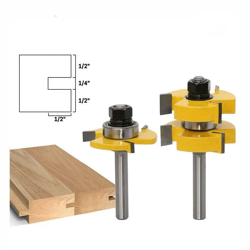 Carbide T-slot milling cutter with three teeth and 8mm straight shank for woodworking.