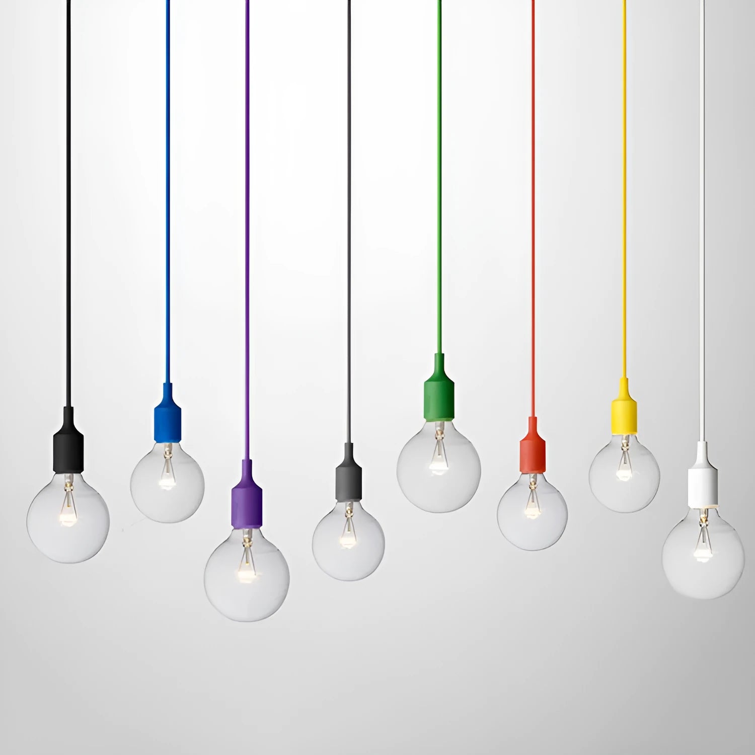 Silicone pendant lamp holder adaptor with 50cm cable for E26/E27 bulbs in multiple colours