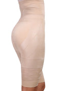 Black seamless high-waist shapewear shorts for women on a hanger.