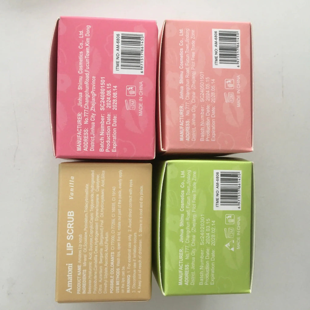 Amatoni fruit flavour lip scrub cream in 30g packaging for exfoliating and moisturising lips.