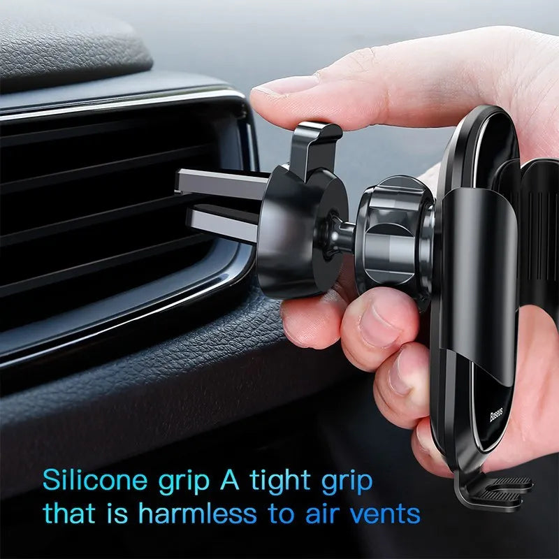 Baseus intelligent touch sensor car phone holder aluminium alloy glass panel black air vent mount