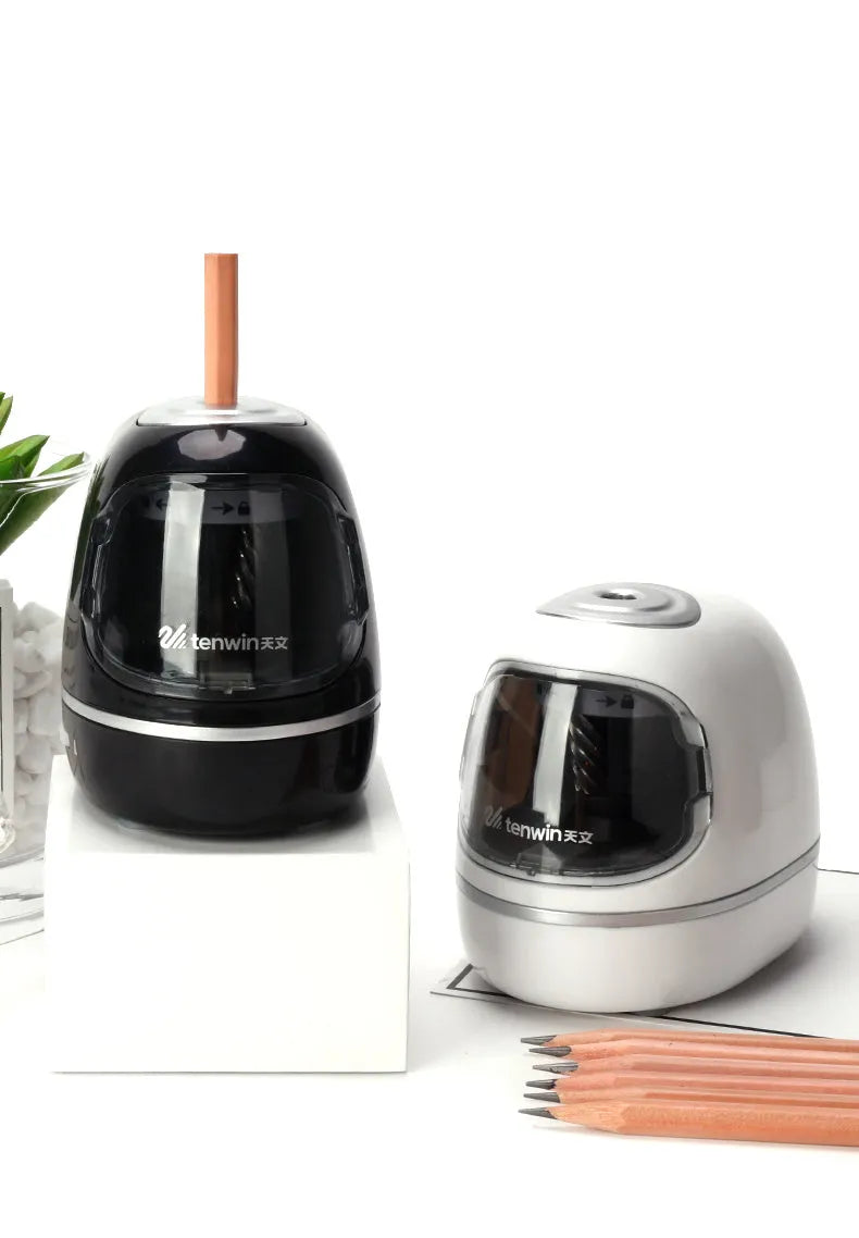 Creative electric pencil sharpener three-speed geometric design black plastic 135x93x100mm