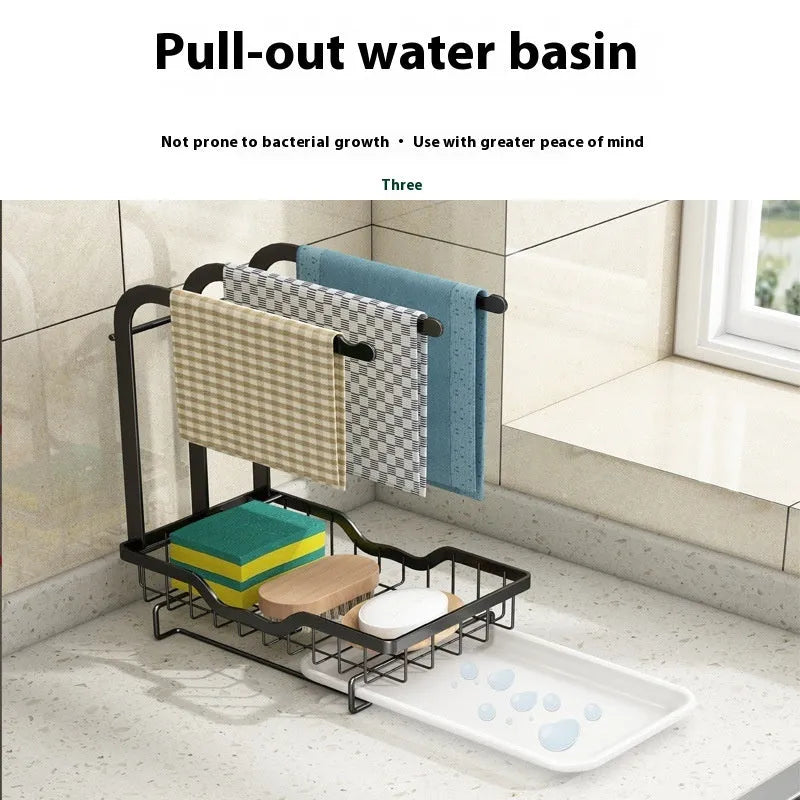 Foldable plastic kitchen storage rack for draining cloths and rags
