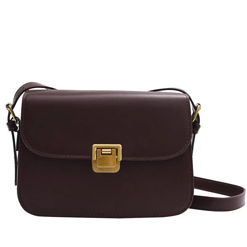 Women's soft PU crossbody bag in horizontal square shape with one-shoulder strap