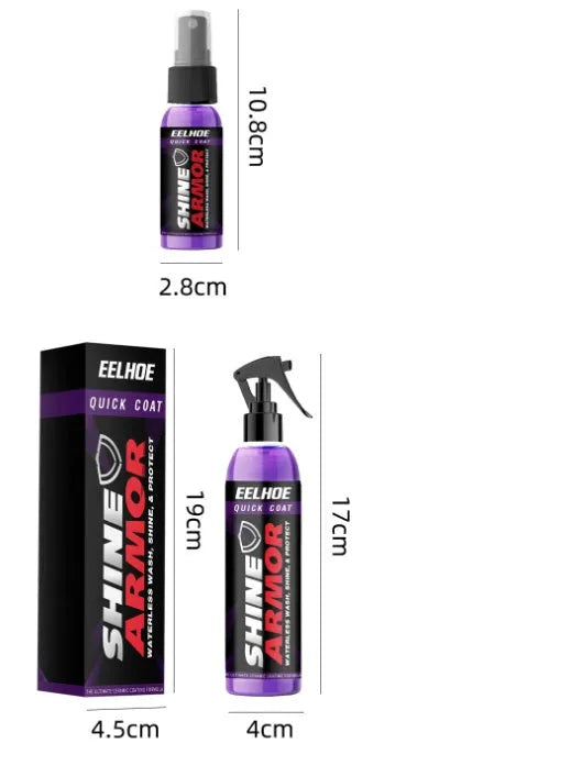 Purple car coating spray bottle labelled as a microplated crystal nano coating agent.