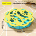 Interactive cat puzzle toy with felt maze tunnel and bell ball on a carpet
