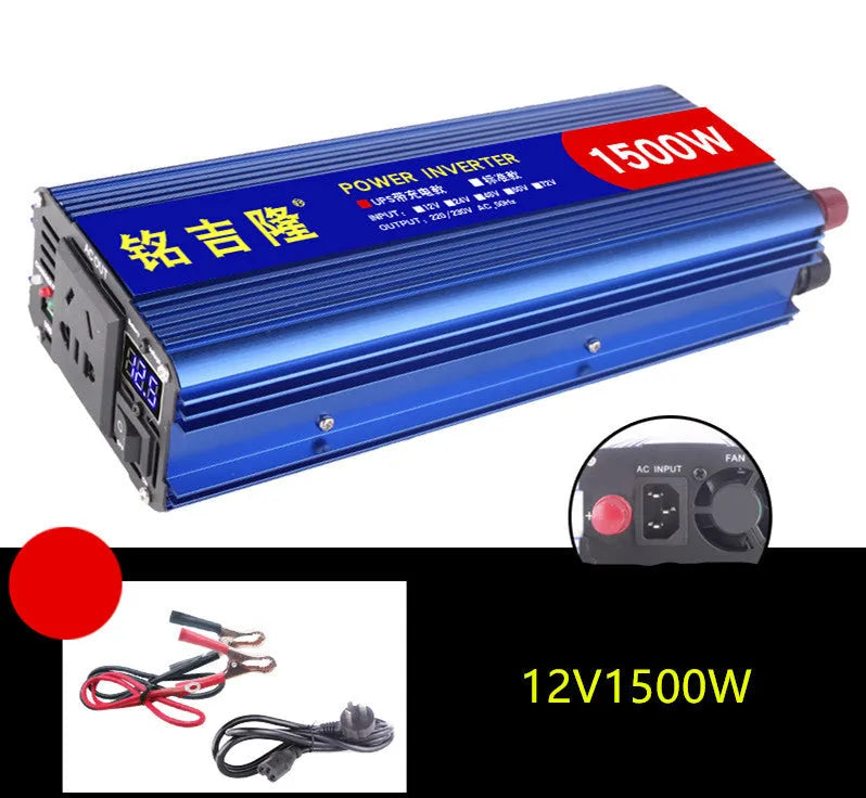 Blue 800W digital display UPS charging inverter with aluminum magnesium alloy shell, 190x100x60 mm