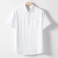 Men's loose fit linen T-shirt with lapels and short sleeves in solid colours