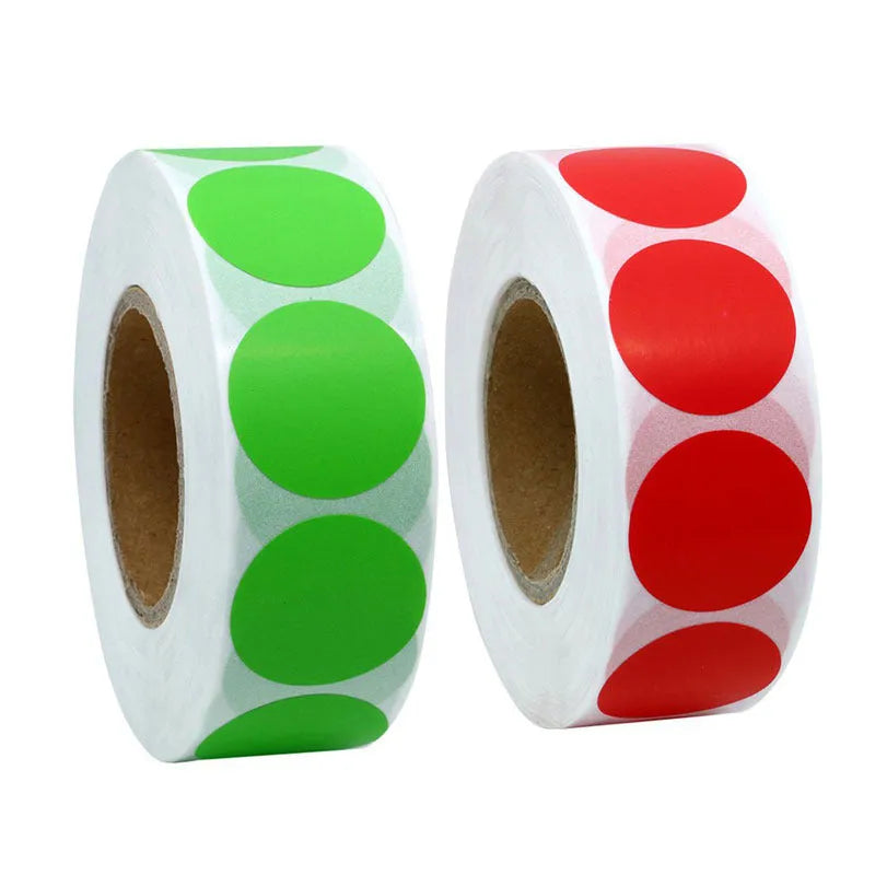 500 Pcs/Roll Chroma colour code point label stickers 2.5cm round with ten colour options