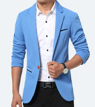Men's slim fit autumn leisure blazer in knitted fabric with non-iron finish, available in five colours and sizes up to 5XL