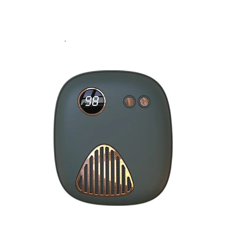 Mini hand warmer in green plastic with modern simple design for USB charging