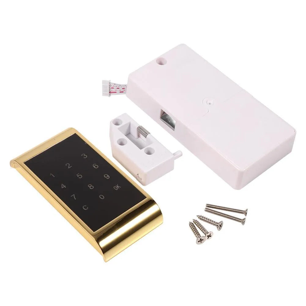 Silver zinc alloy temporary digital code lock showing keypad and mounting bracket.