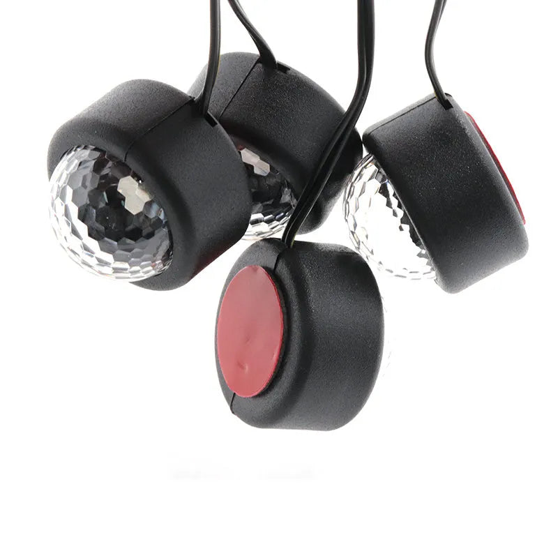 Car LED foot sole atmosphere light in colourful loop mode showing red, green, blue, purple, white, ice blue, and yellow