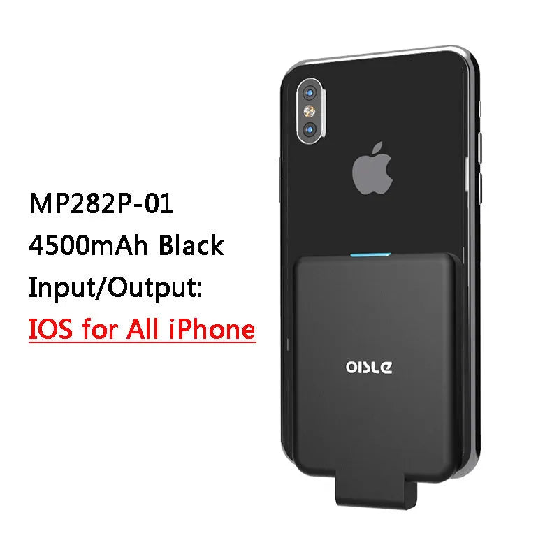 Slim 4500mAh back clip battery for iPhone Android Type-C phones in black, white, blue, pink, red