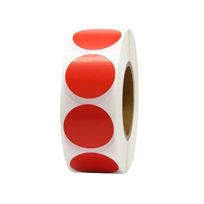 500 Pcs/Roll Chroma colour code point label stickers 2.5cm round with ten colour options