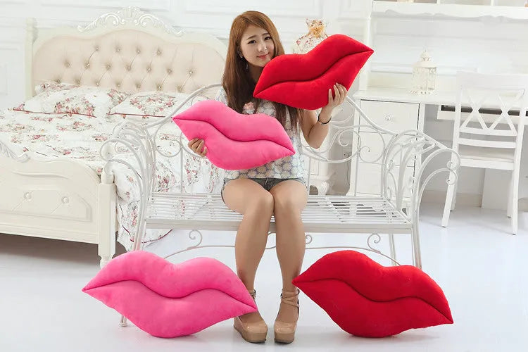 Creative sexy plush big lips pillow in pink and red, 50cm and 60cm height