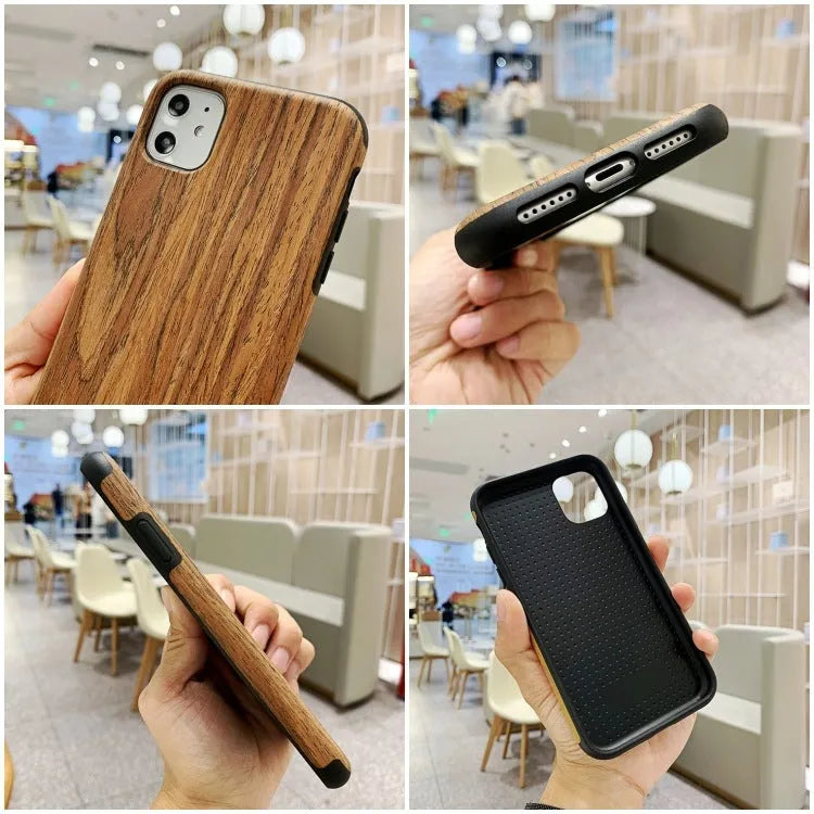 Wooden iPhone back cover case in rosewood finish showing natural wood grain