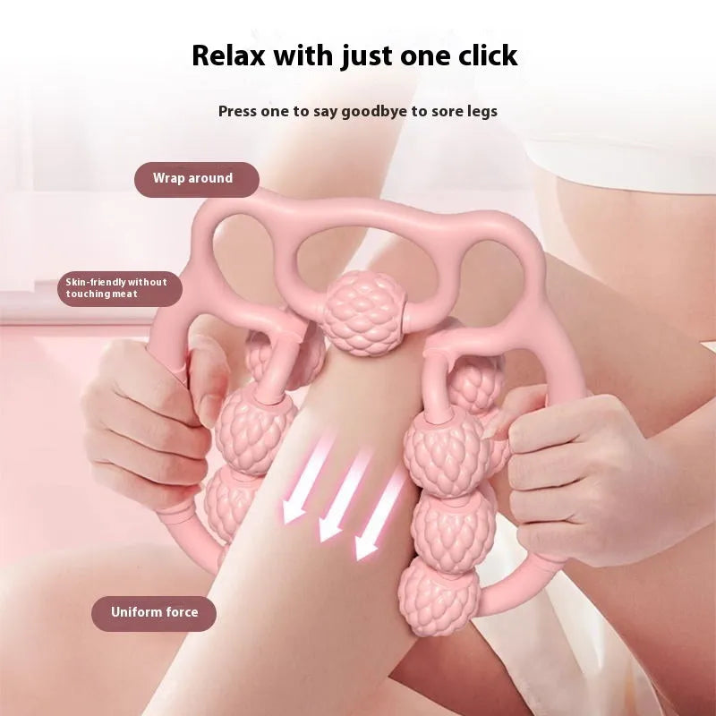 Bear double row ring clip leg massager with 10 three-rounds massage heads in autumn cherry pink colour