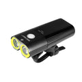 Waterproof bicycle headlight 1600 lumens CREE XML2 with power bank, black, mounted on handlebar