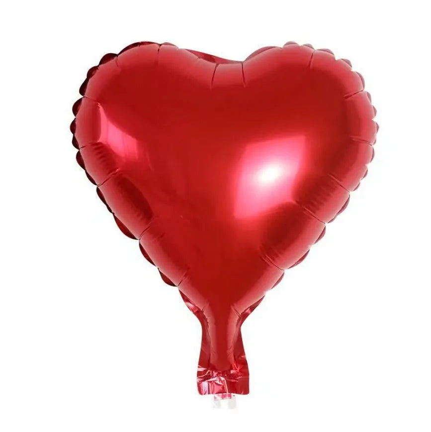 Pack of five metallic peach heart-shaped aluminium foil balloons in chosen colour, shown inflated.