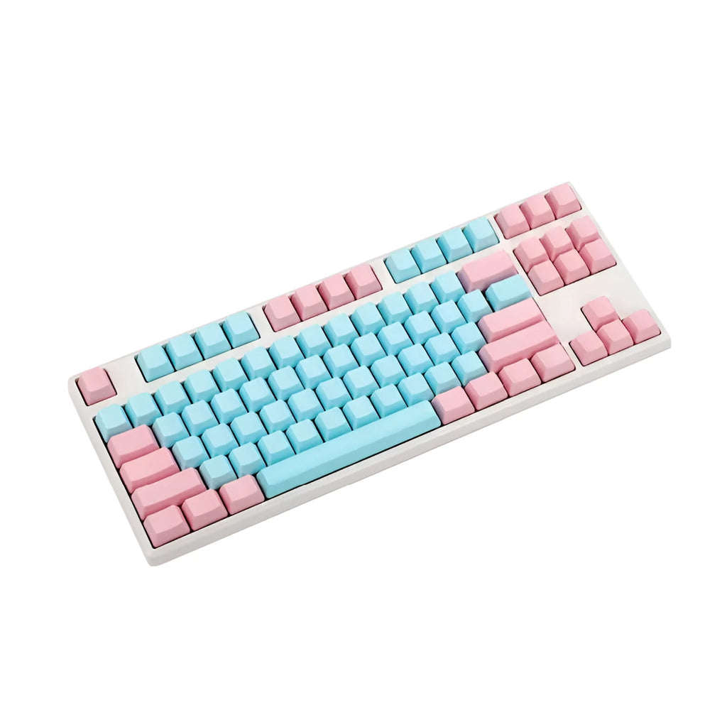 Pink PBT keycaps full set with side-engraved legends for mechanical keyboard replacement