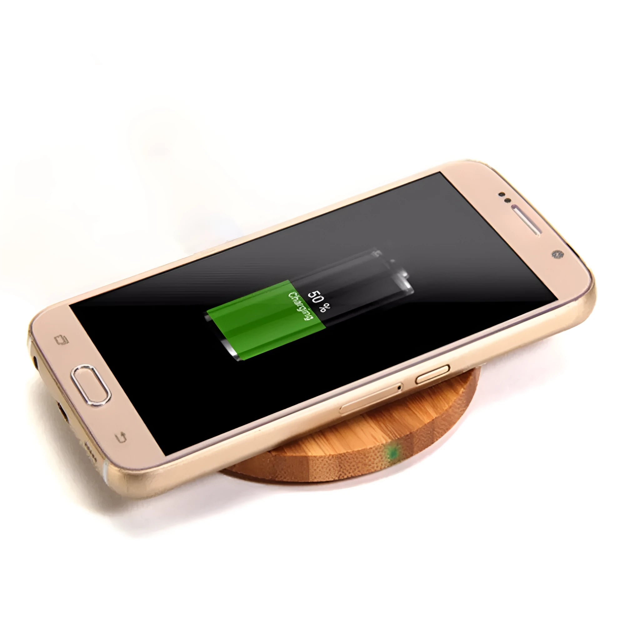 Natural heart shape bamboo wireless charger pad with USB cable for Qi smartphones