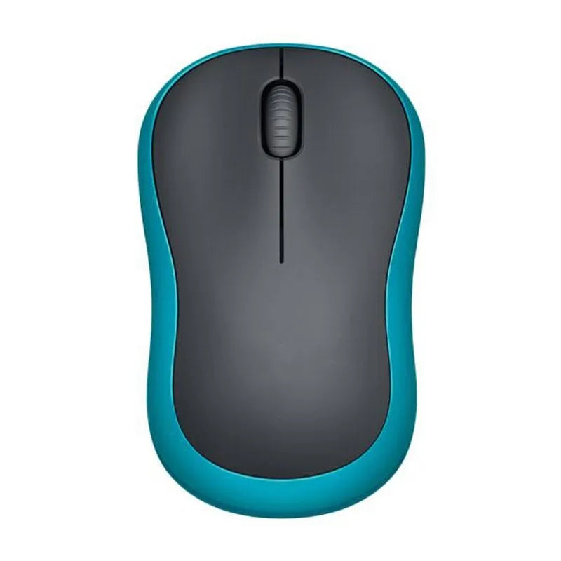 Compact wireless mouse in blue with 1200dpi optical sensor and USB receiver for desktop and notebook use