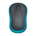 Compact wireless mouse in blue with 1200dpi optical sensor and USB receiver for desktop and notebook use