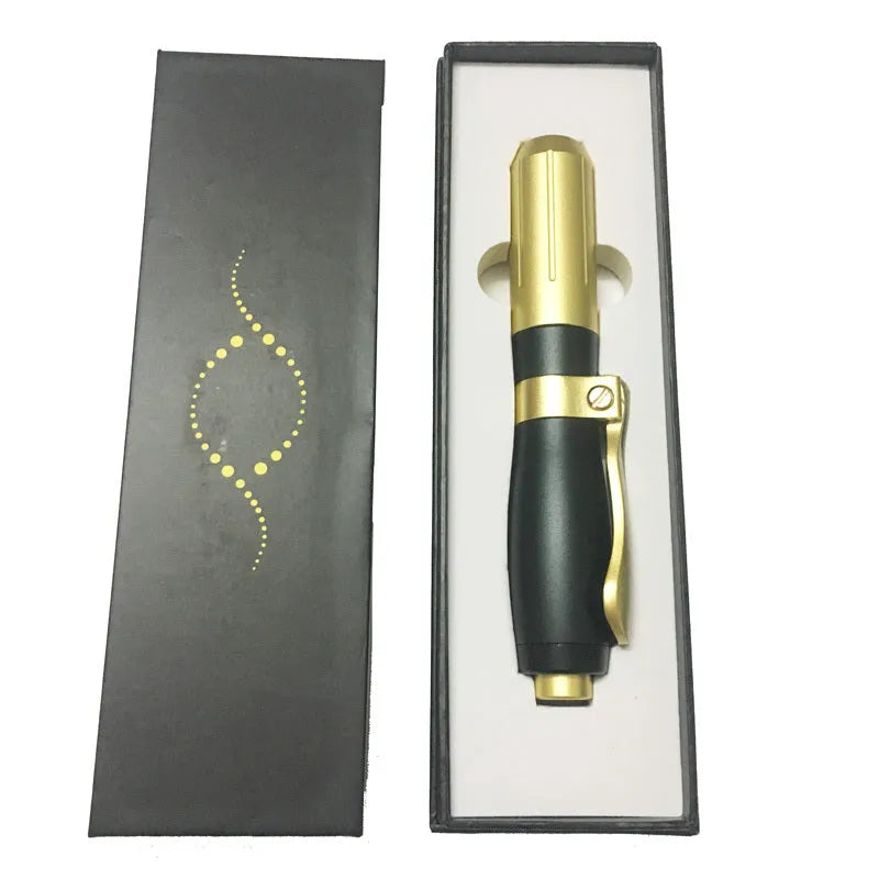 Black hyaluronic acid needle-free injection pen with adjustable depth 6-8mm and dose control 0.05-0.3ml