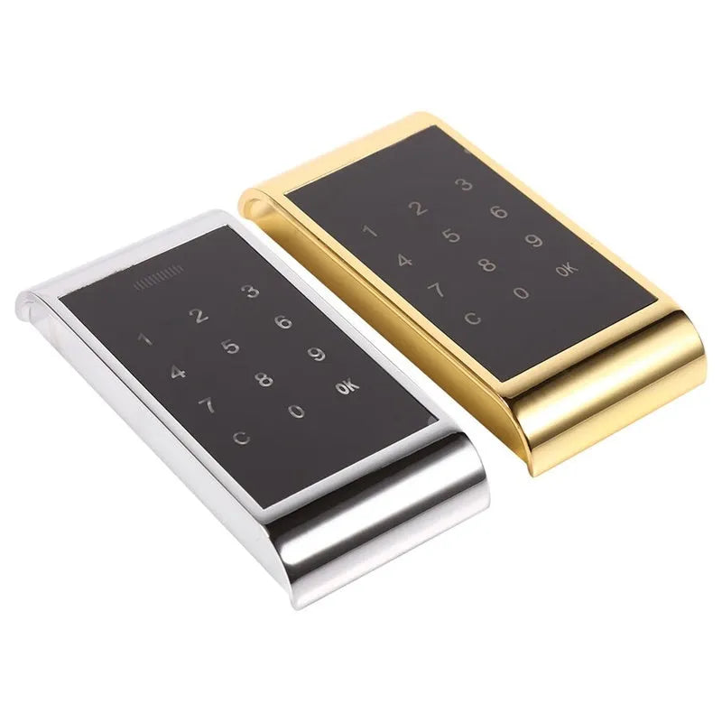 Silver zinc alloy temporary digital code lock showing keypad and mounting bracket.