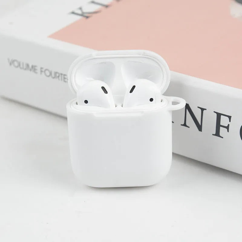 Soft silicone protective case for Bluetooth headphones in various colours on a grey background.