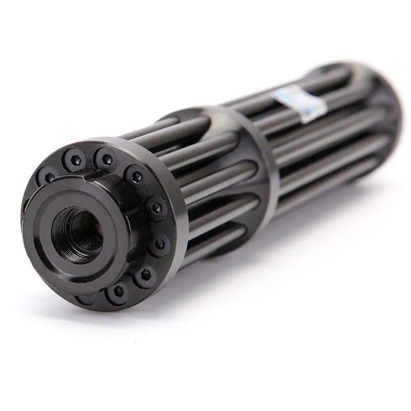 Black anodised aluminium tactical flashlight with laser indicator in B017 blue style