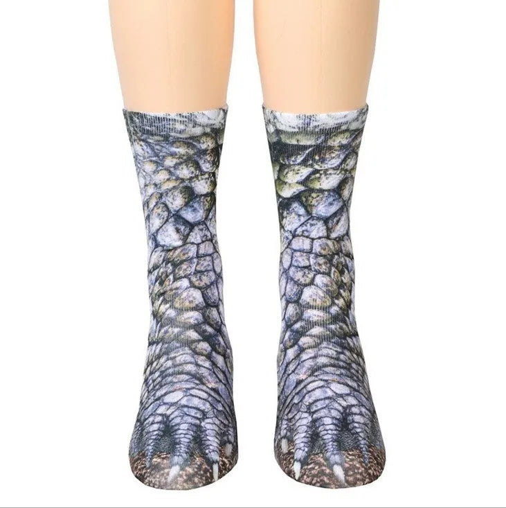 3D animal paw socks with cat claws pattern, unisex long nylon socks, 35cm length, moisture wicking and anti-slip
