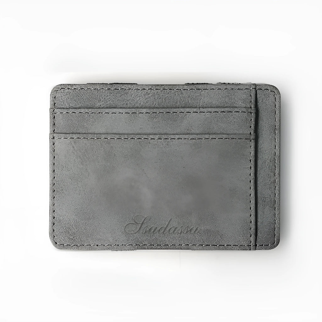 Korean creative style matte leather magic wallet in horizontal square shape with coin pocket.