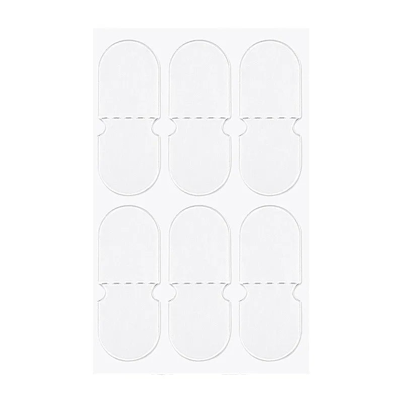 Transparent disposable ear patches on backing paper showing 0.1cm thickness and frosted/clear colour options