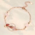 S925 sterling silver bracelet with Chinese flower designs, koi pattern and white chalcedony crystals