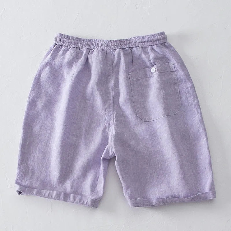 Men's tapered linen trousers in high-waist summer style available in multiple colours