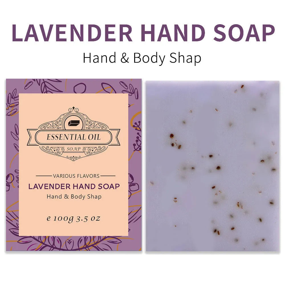 Handmade essential oil soap bar with frosted texture in 100g size for bathing and cleansing