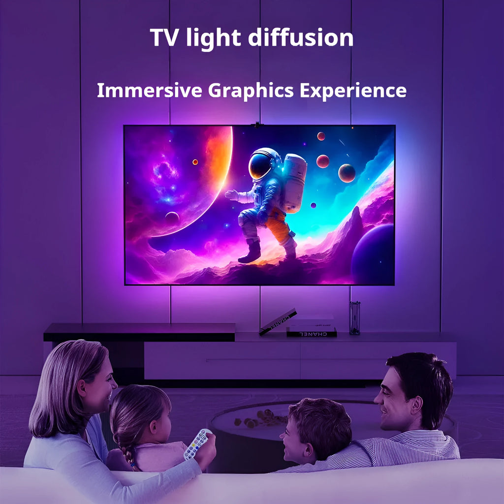 TV same screen ambience light strip with 30 LEDs per metre and smart remote control in magic colour