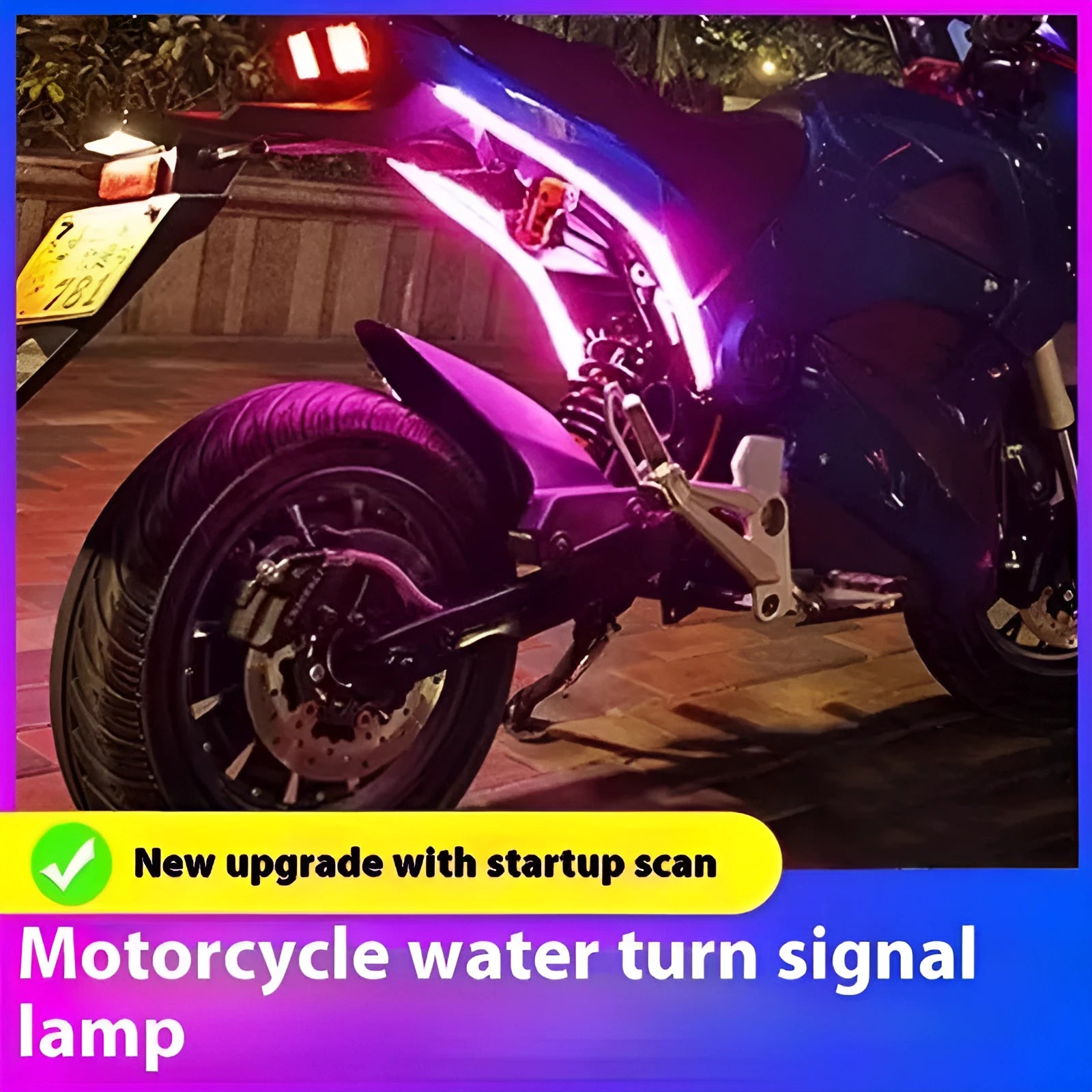 Motorcycle running water steering LED light strip in colour-changing options with 30cm, 45cm, and 60cm lengths
