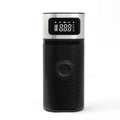 Black portable wireless smart air pump with LED light, USB cable, and nozzles for car, bike, ball, and swimming ring.