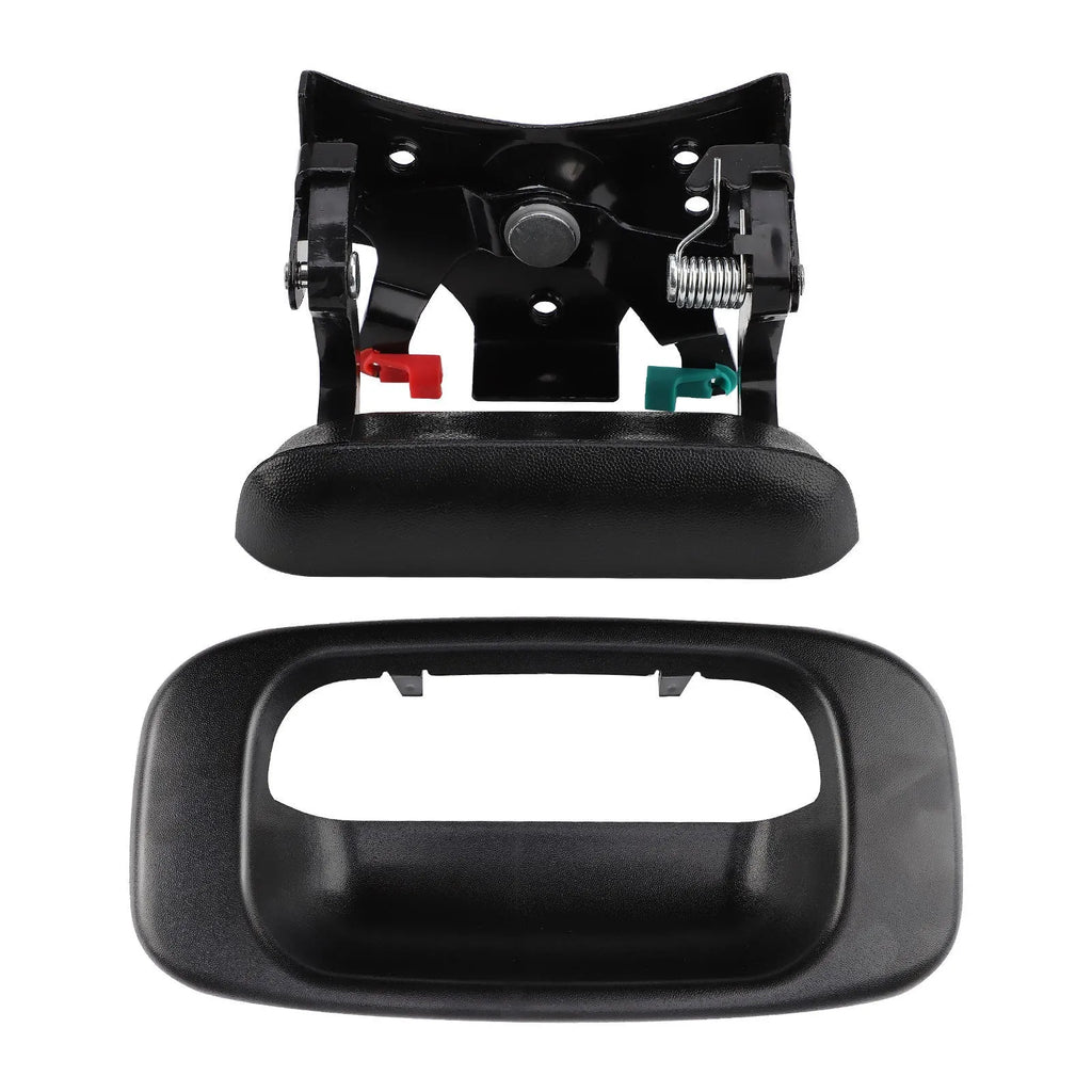 Black Chevrolet Silverado tailgate frame handle set made from ABS and metal