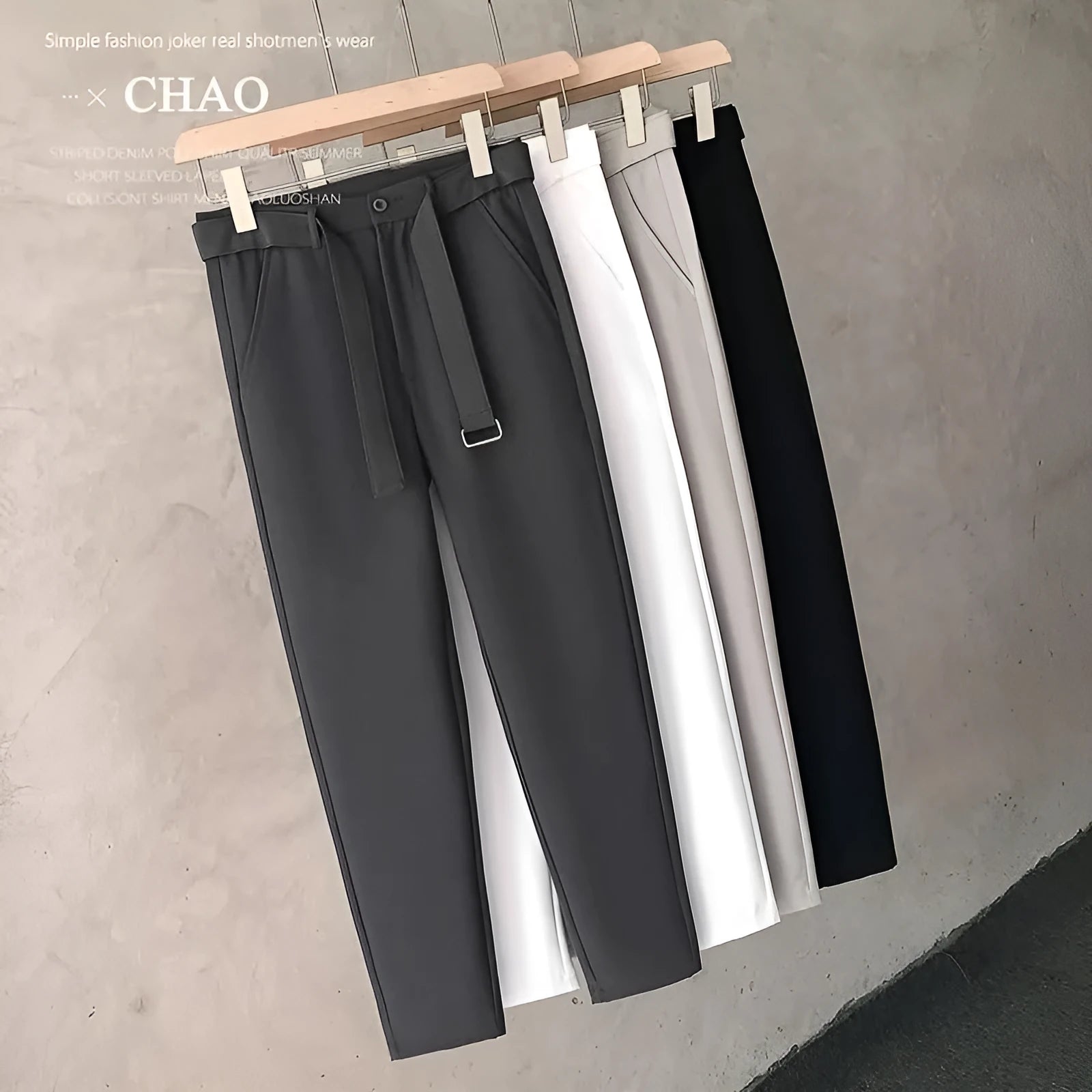 Boys slim straight wool blend trousers in neutral colours with tapered leg design