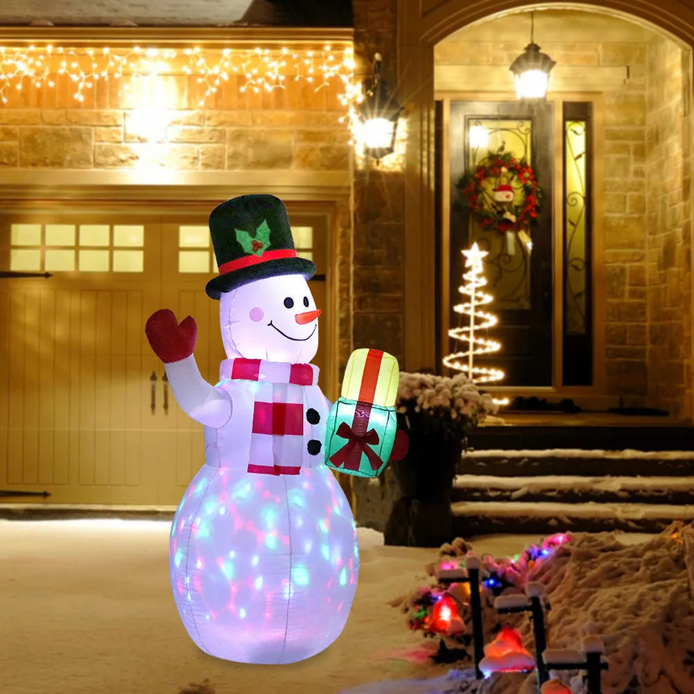 Outdoor Christmas inflatable decoration with LED lights showing Santa, snowman or tree designs