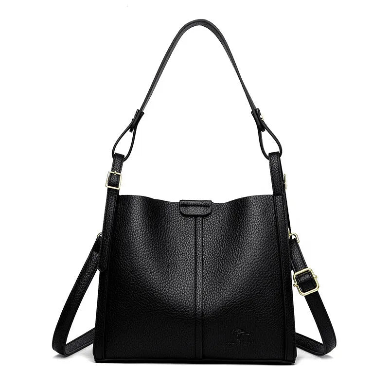 Vertical square ladies shoulder bag in soft PU with internal organisation compartments